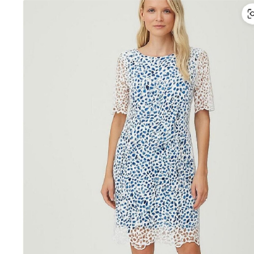 HOST PICK-  ANTONIO MELANI CROCHET OVERLAY DRESS/BLUE FLORAL LINING/ SIZE 12